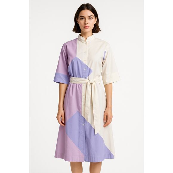 Vintage Catherine Ogust Penthouse Gallery “Forever Dress” Abstract Shirtdress XS - Picture 1 of 13